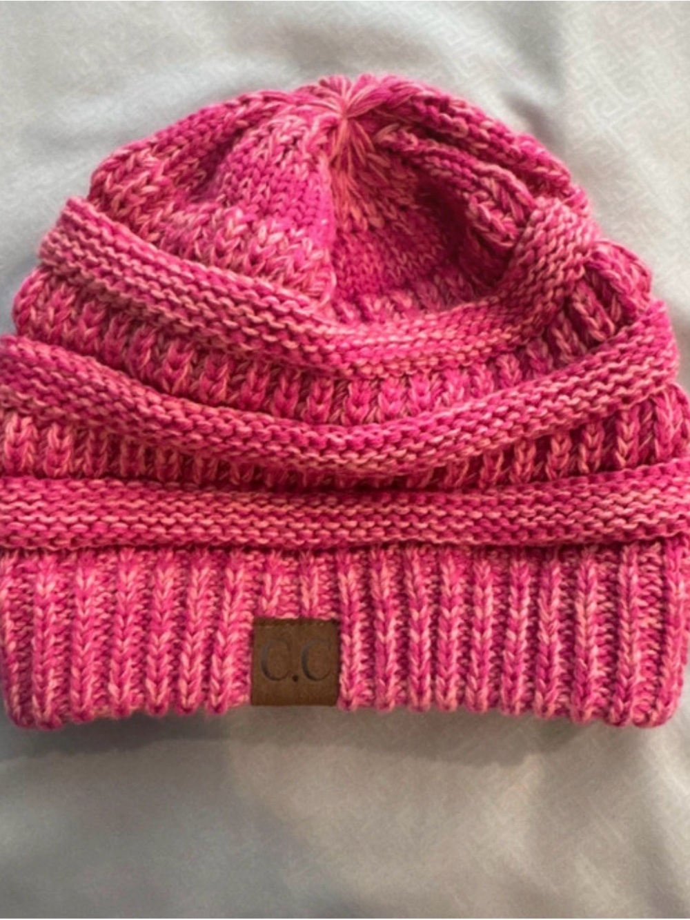 C.C Kids Hot Pink Marled Knit Pom Beanie